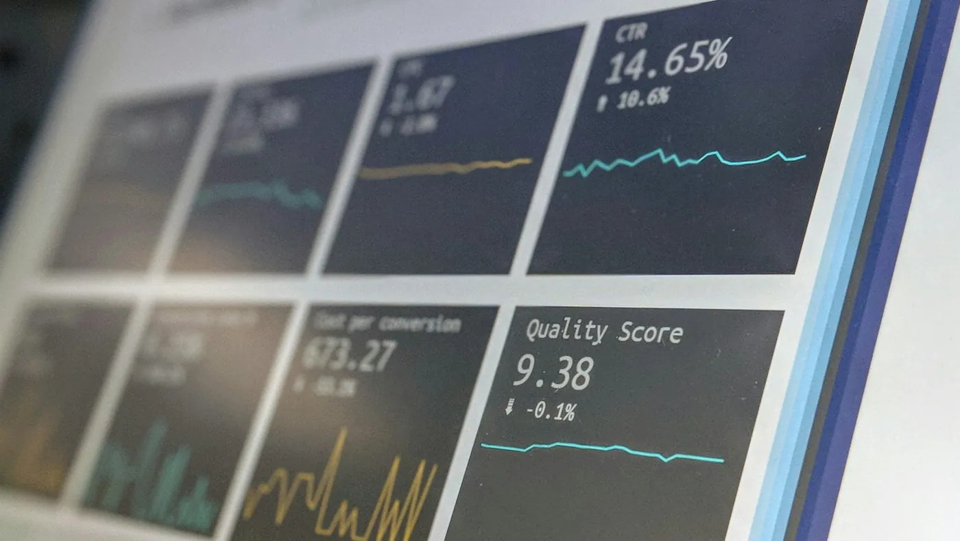 Analytics and search data on a screen representing Google AI Overviews